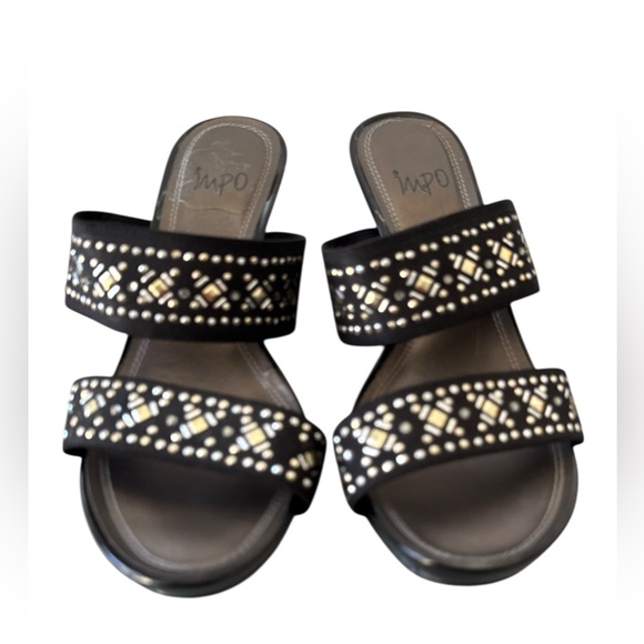 Impo Black Wedges with Rhinestone Details - Picture 2 of 10